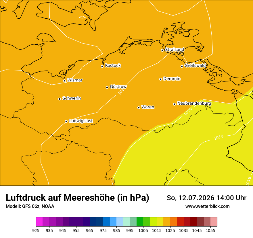 Modellkarte GFS – pmsl – mv