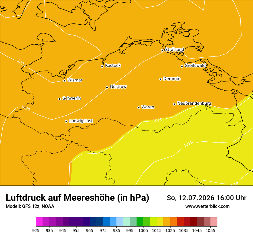 Modellkarte GFS – pmsl – mv