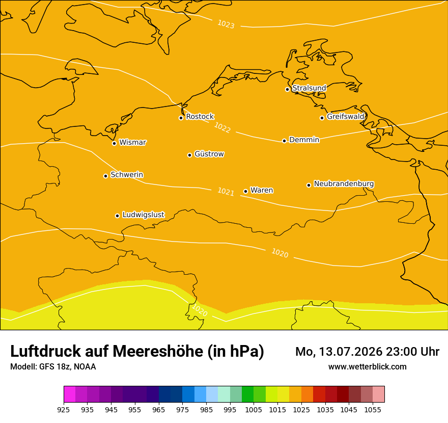 Modellkarte GFS – pmsl – mv