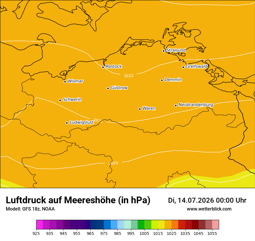 Modellkarte GFS – pmsl – mv