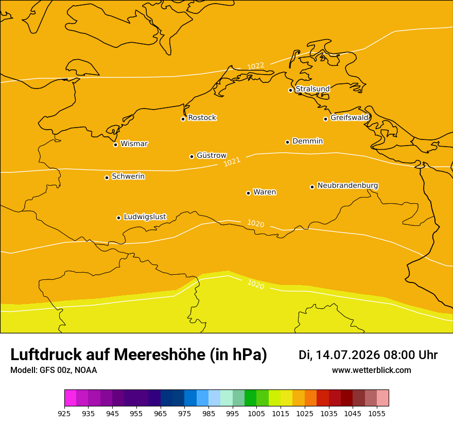 Modellkarte GFS – pmsl – mv