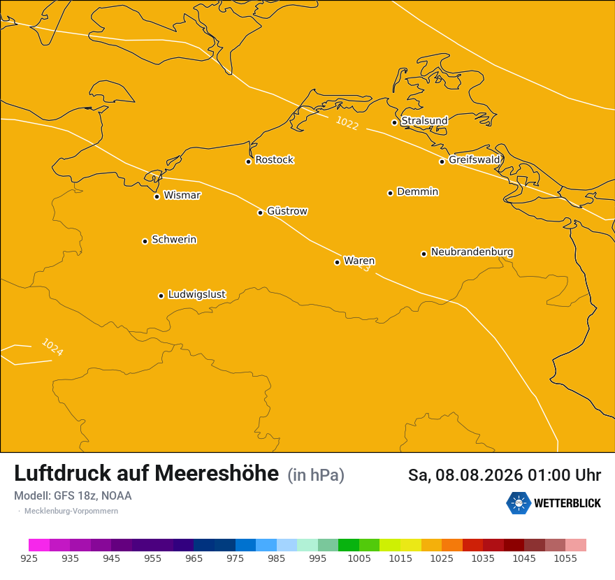 Modellkarte GFS – pmsl – mv