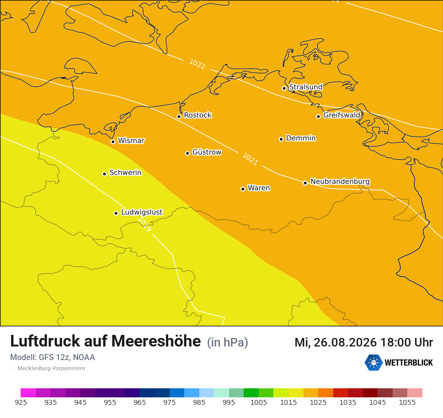 Modellkarte GFS – pmsl – mv