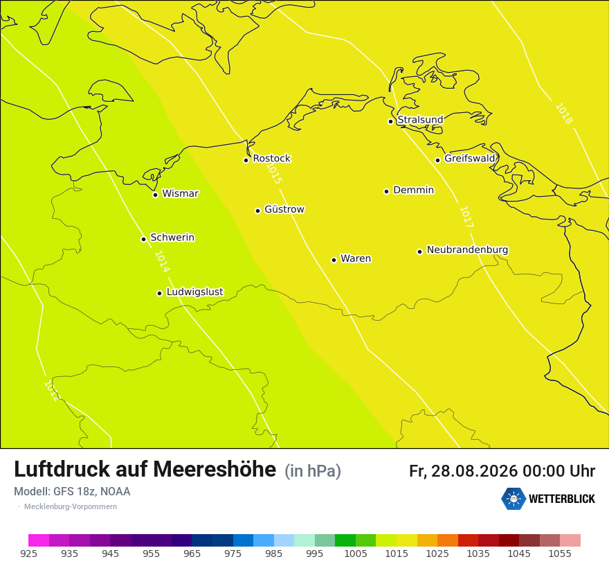 Modellkarte GFS – pmsl – mv