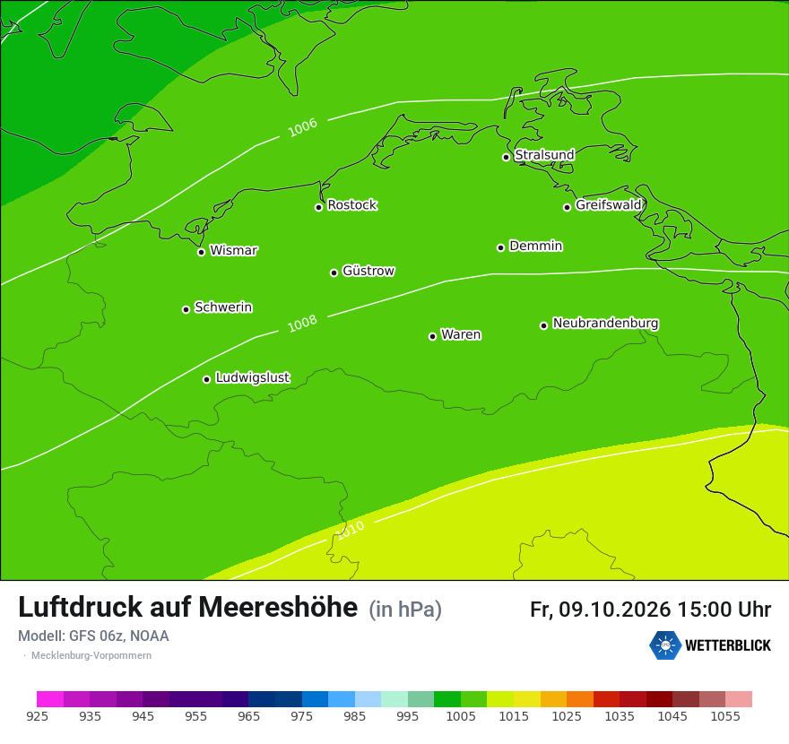 Modellkarte GFS – pmsl – mv