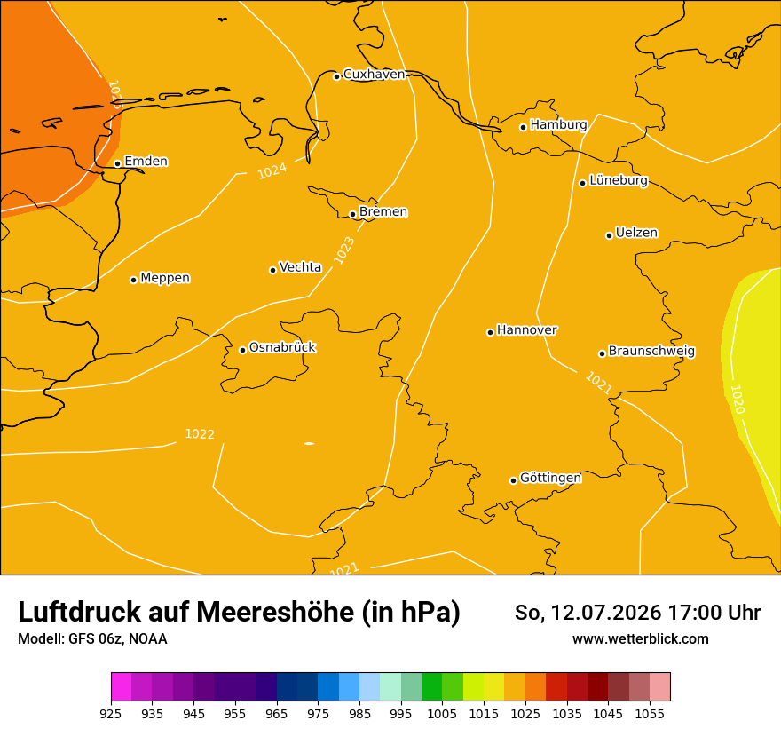 Modellkarte GFS – pmsl – ni