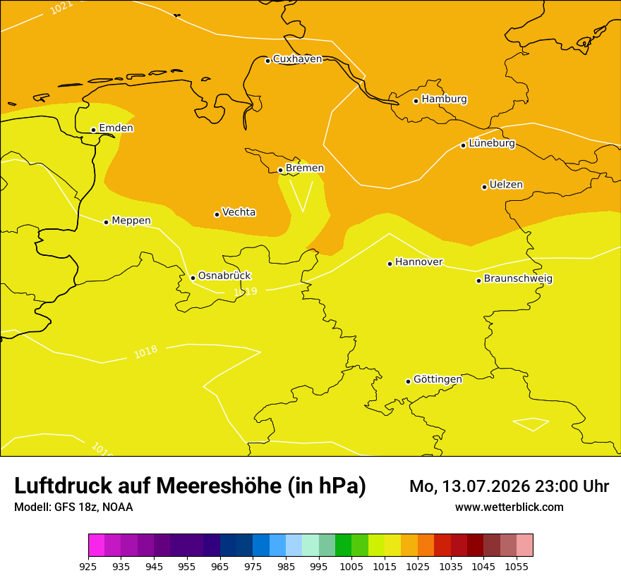 Modellkarte GFS – pmsl – ni