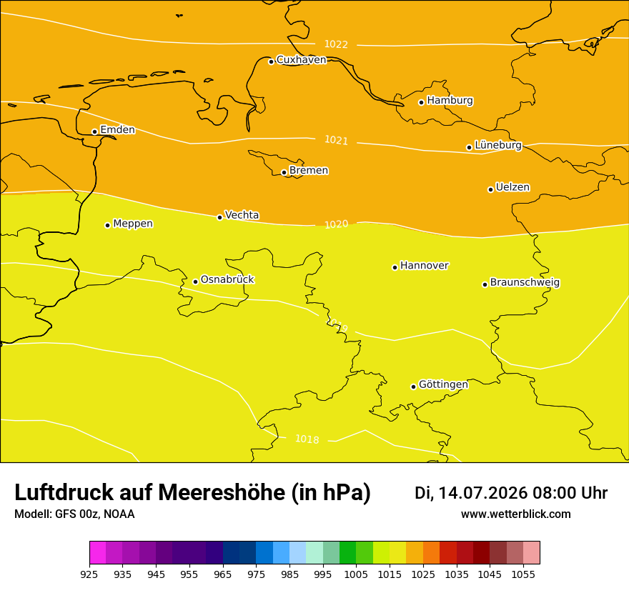 Modellkarte GFS – pmsl – ni