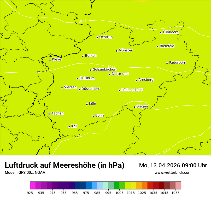 Modellkarte GFS – pmsl – nrw