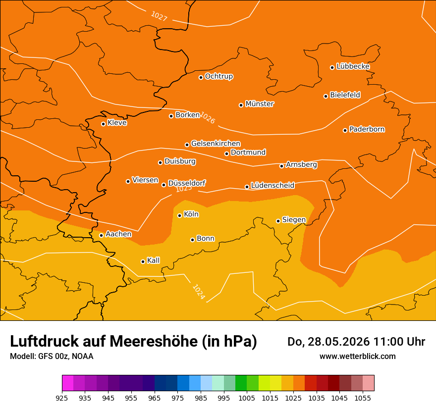Modellkarte GFS – pmsl – nrw
