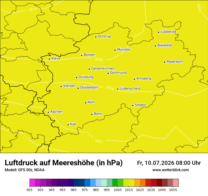 Modellkarte GFS – pmsl – nrw