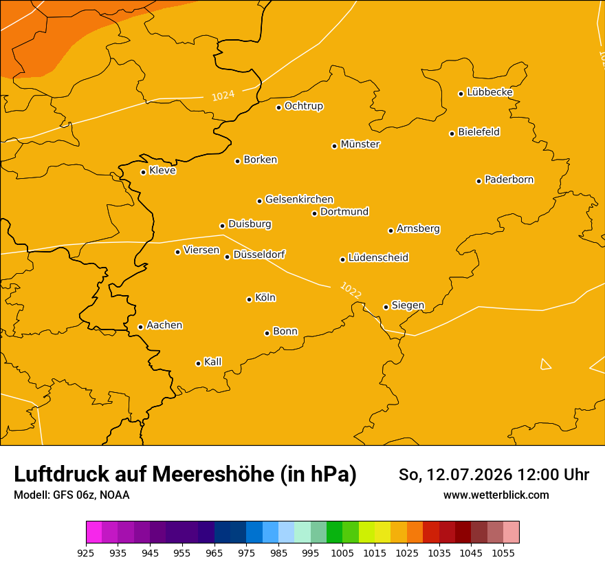 Modellkarte GFS – pmsl – nrw