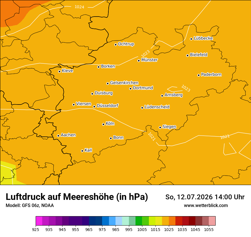Modellkarte GFS – pmsl – nrw