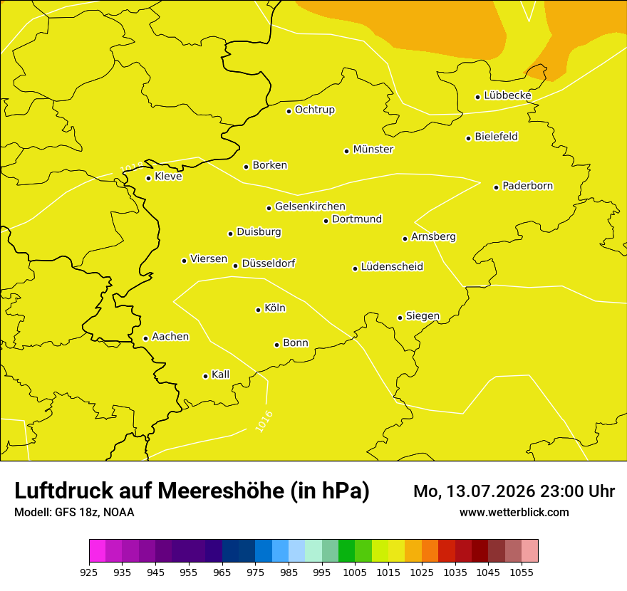 Modellkarte GFS – pmsl – nrw