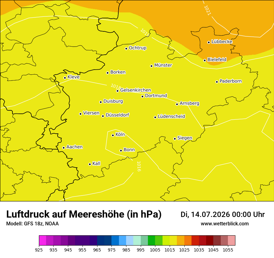Modellkarte GFS – pmsl – nrw