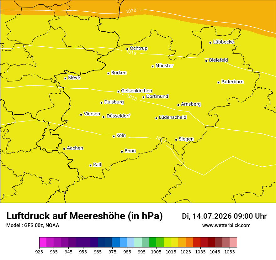 Modellkarte GFS – pmsl – nrw