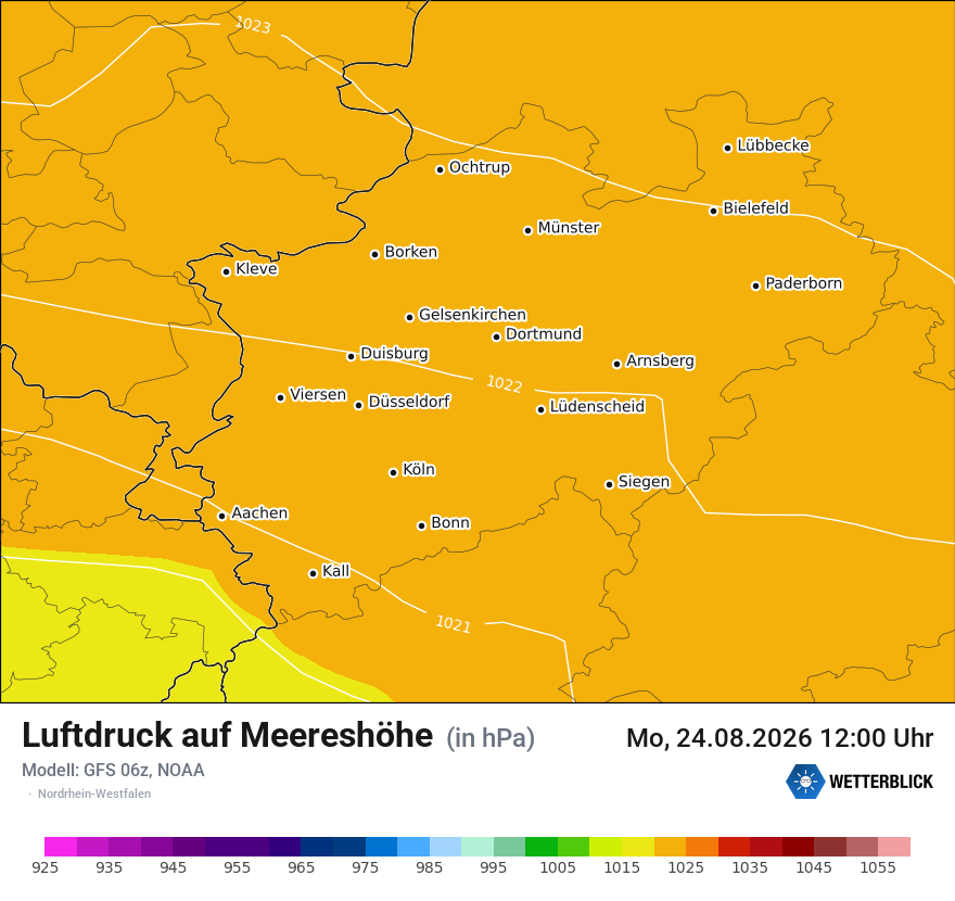 Modellkarte GFS – pmsl – nrw