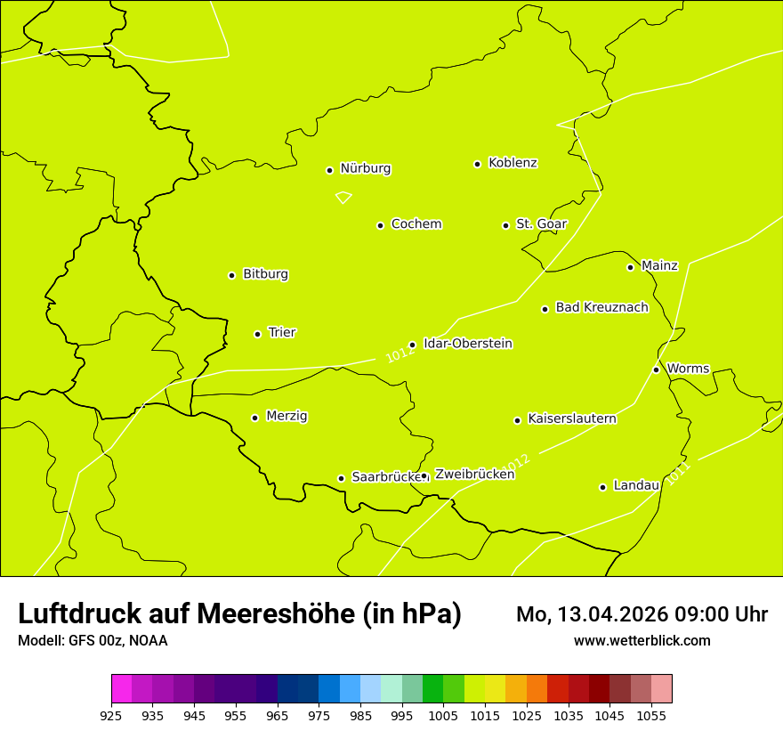 Modellkarte GFS – pmsl – rp