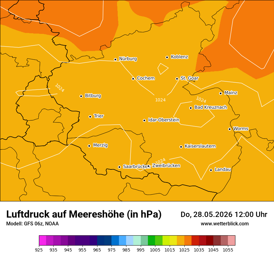 Modellkarte GFS – pmsl – rp