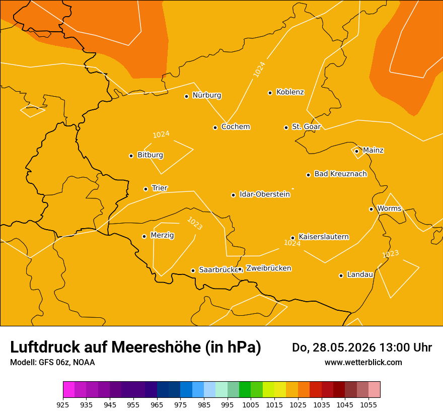Modellkarte GFS – pmsl – rp