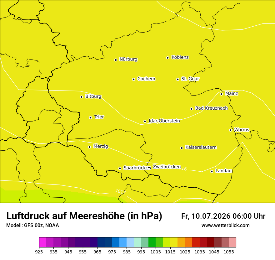 Modellkarte GFS – pmsl – rp