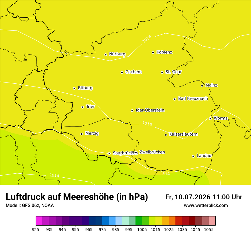 Modellkarte GFS – pmsl – rp