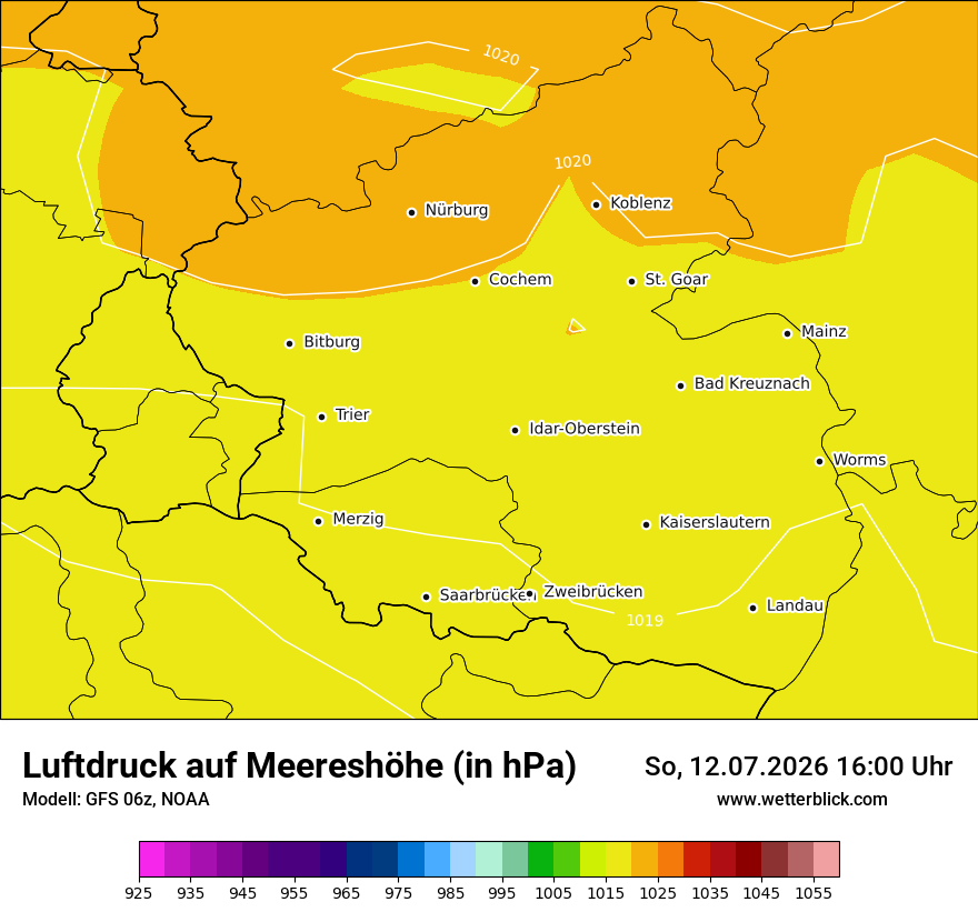 Modellkarte GFS – pmsl – rp