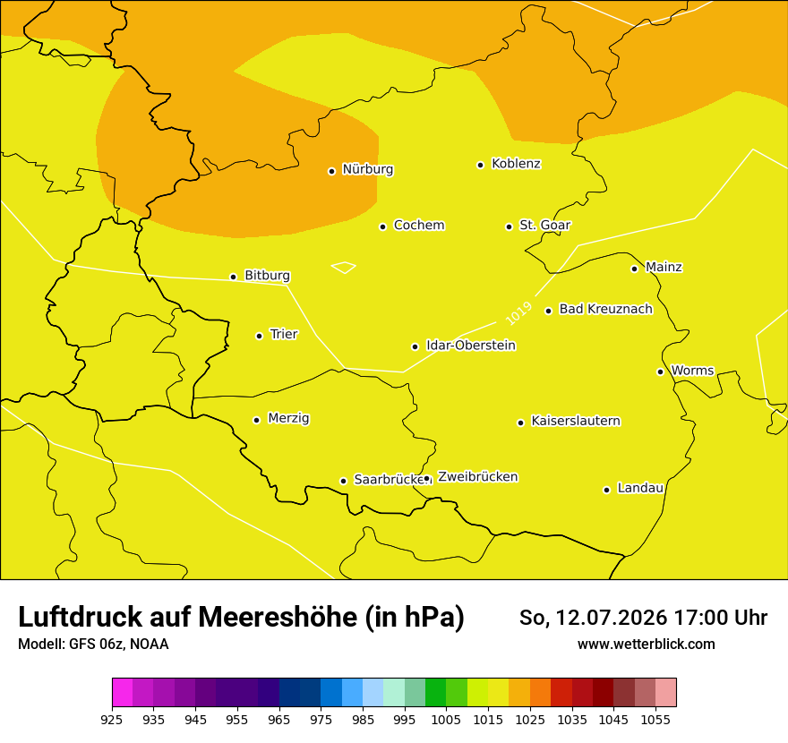 Modellkarte GFS – pmsl – rp