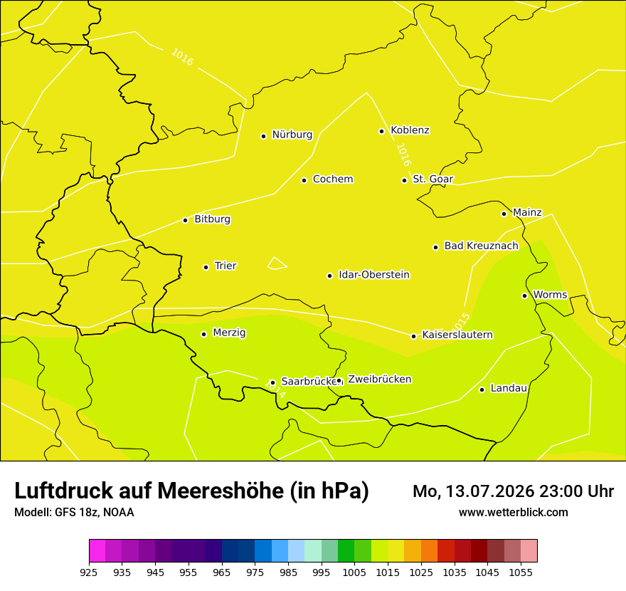 Modellkarte GFS – pmsl – rp