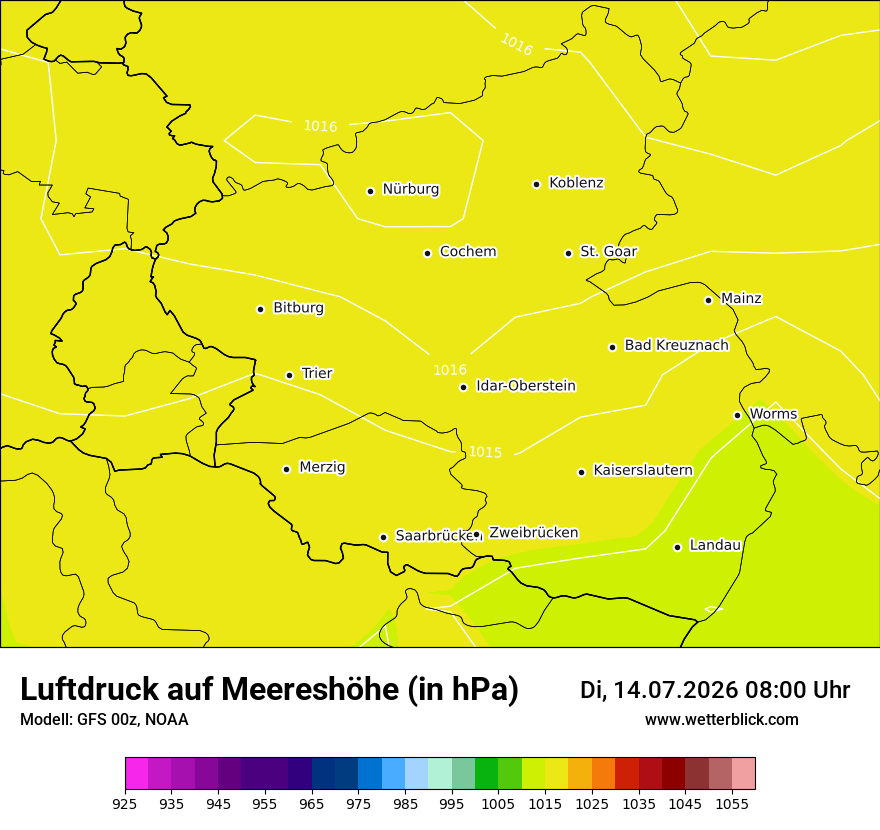 Modellkarte GFS – pmsl – rp