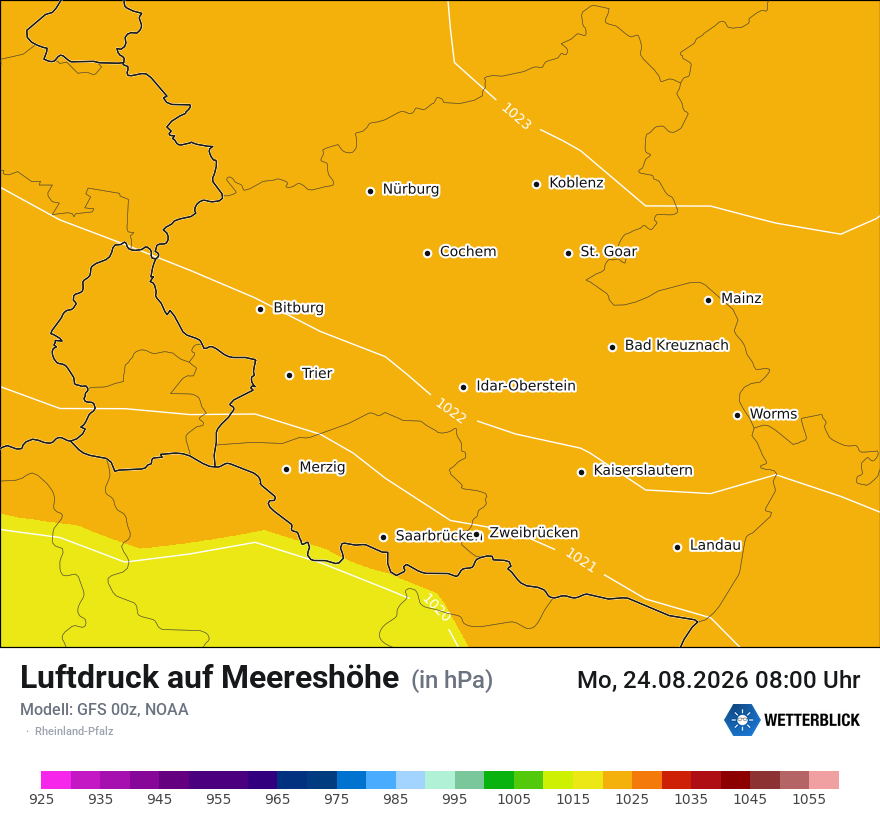 Modellkarte GFS – pmsl – rp