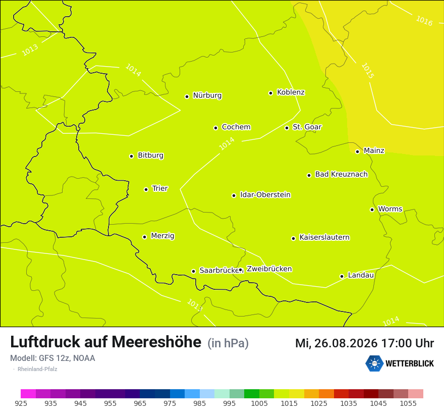 Modellkarte GFS – pmsl – rp