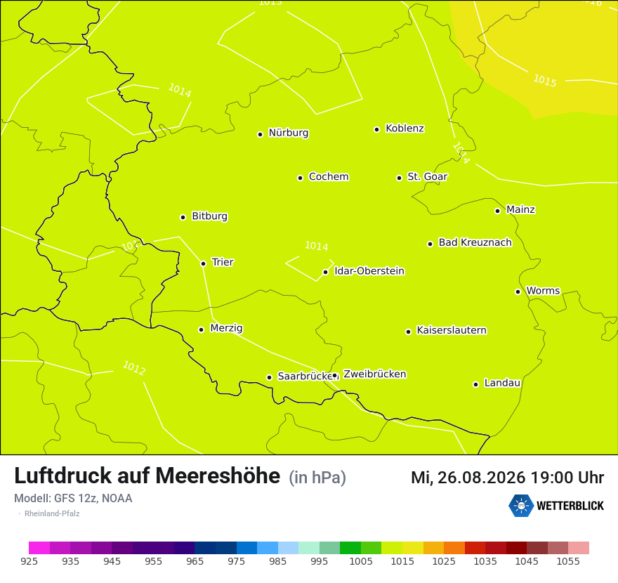 Modellkarte GFS – pmsl – rp