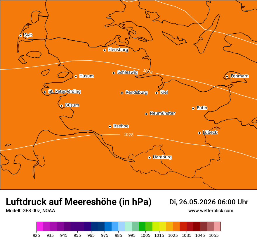 Modellkarte GFS – pmsl – sh