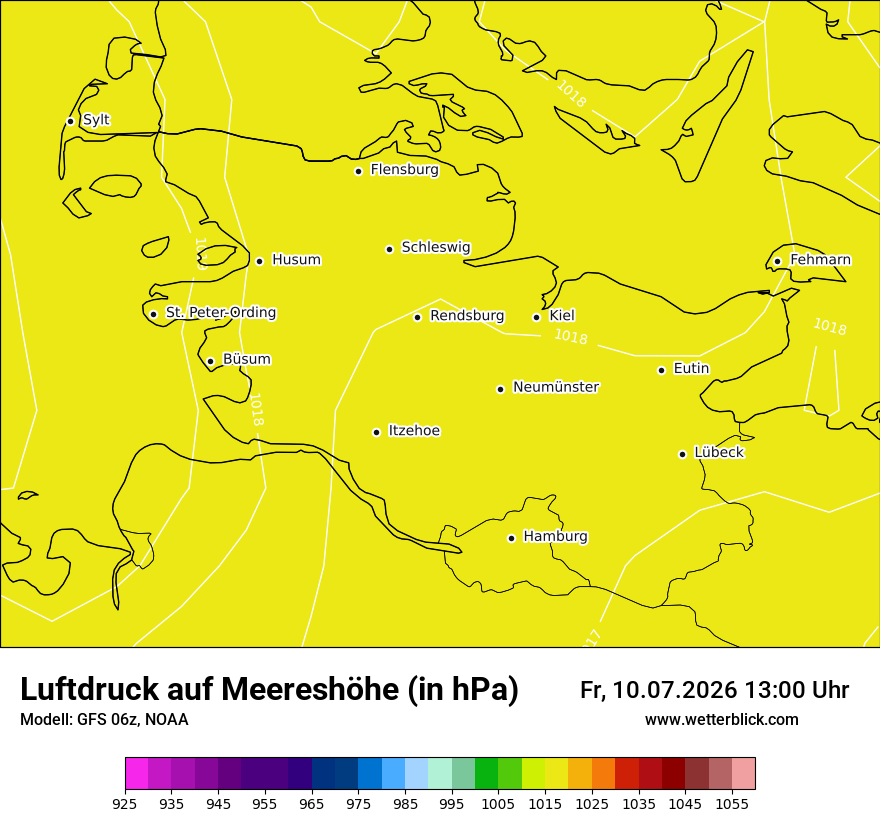 Modellkarte GFS – pmsl – sh