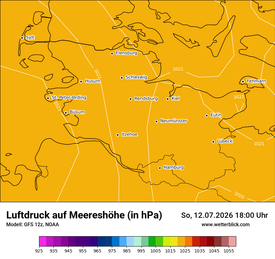 Modellkarte GFS – pmsl – sh
