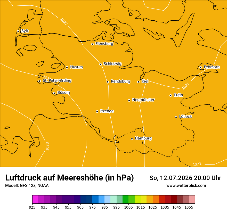 Modellkarte GFS – pmsl – sh