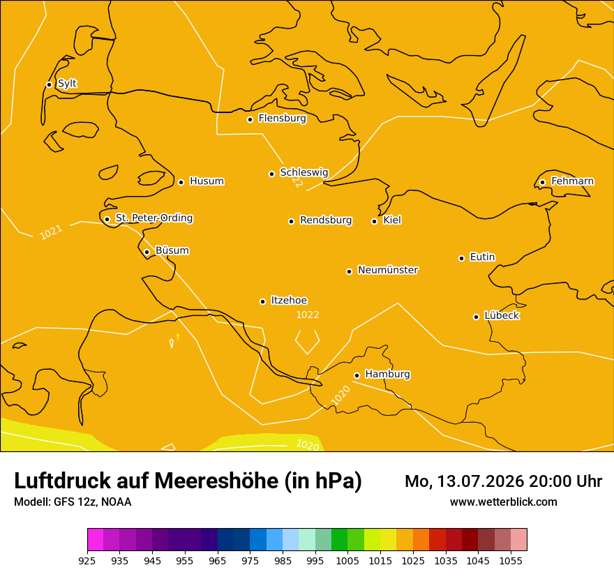 Modellkarte GFS – pmsl – sh