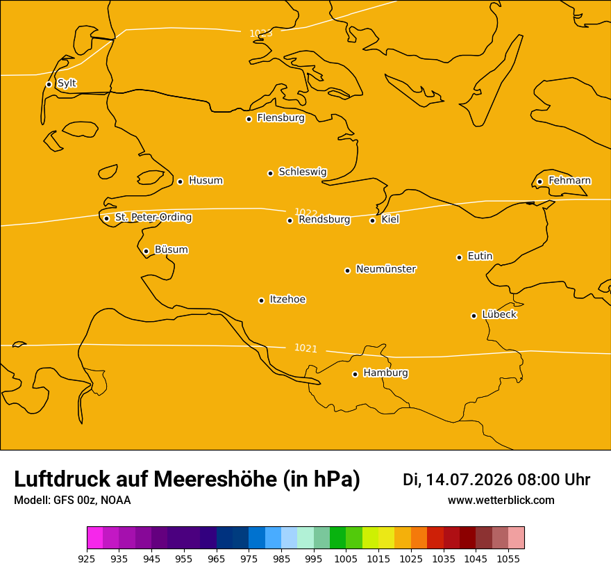 Modellkarte GFS – pmsl – sh