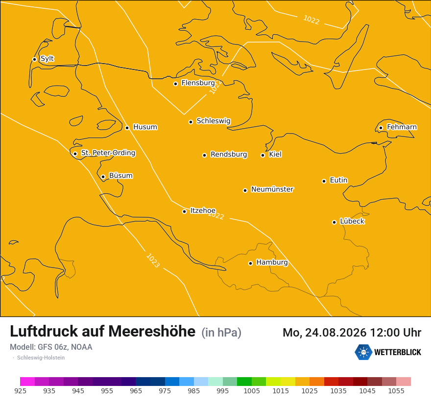 Modellkarte GFS – pmsl – sh