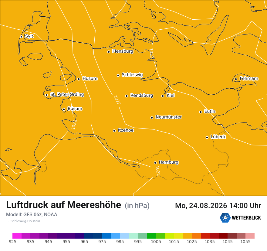 Modellkarte GFS – pmsl – sh