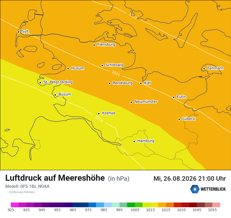 Modellkarte GFS – pmsl – sh