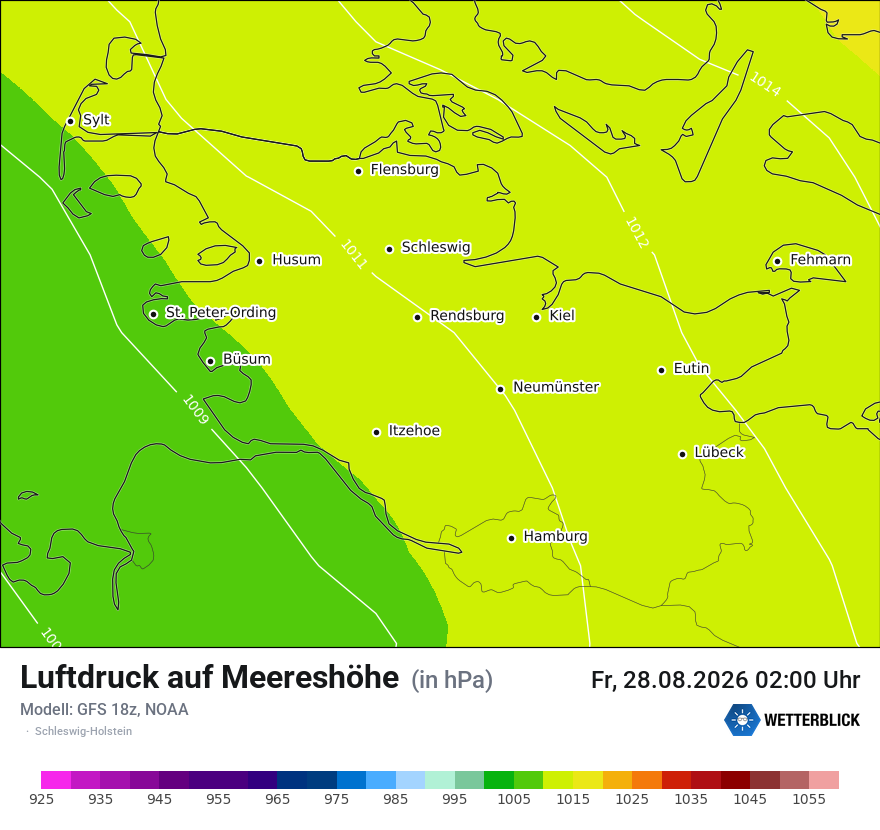 Modellkarte GFS – pmsl – sh