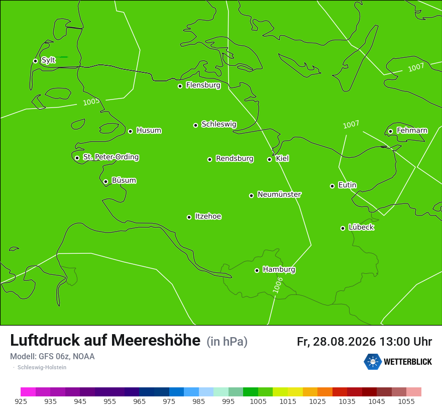 Modellkarte GFS – pmsl – sh