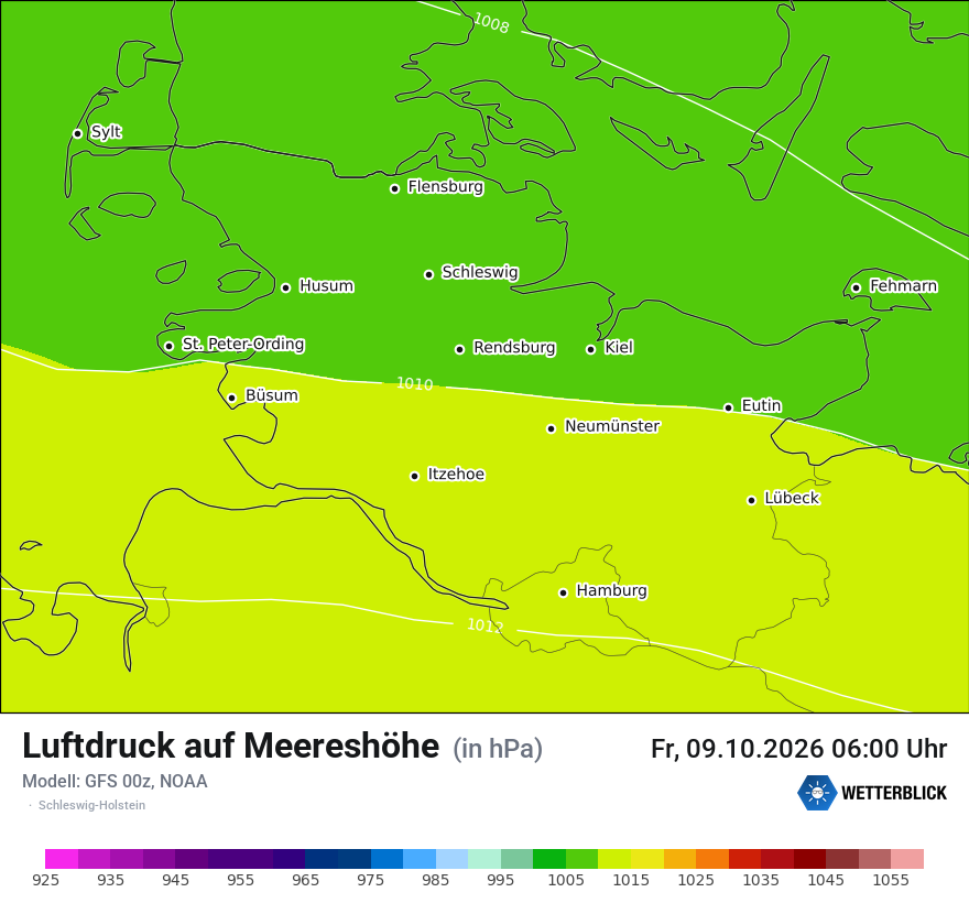 Modellkarte GFS – pmsl – sh