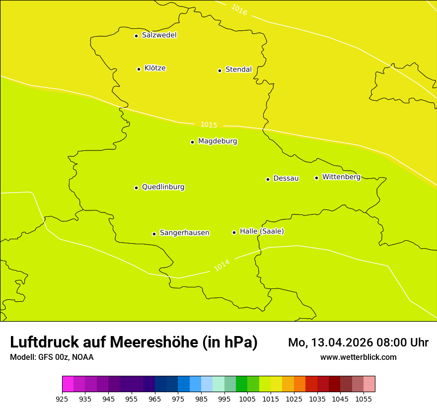 Modellkarte GFS – pmsl – st