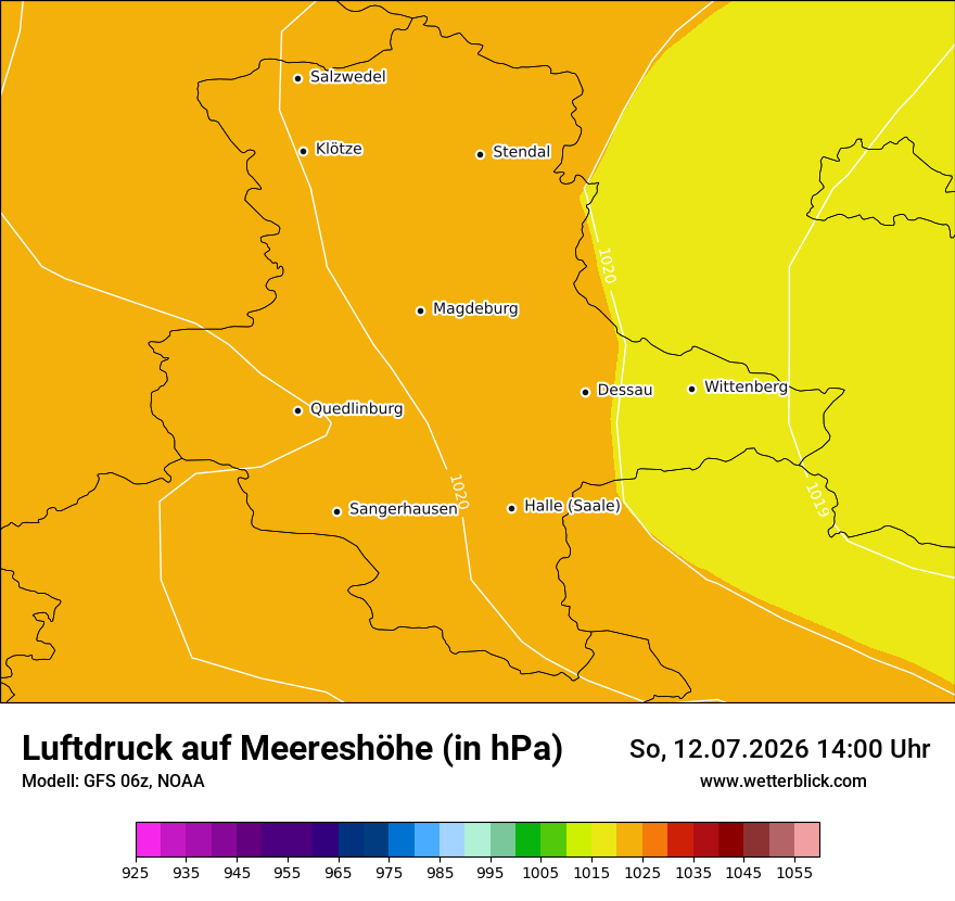 Modellkarte GFS – pmsl – st