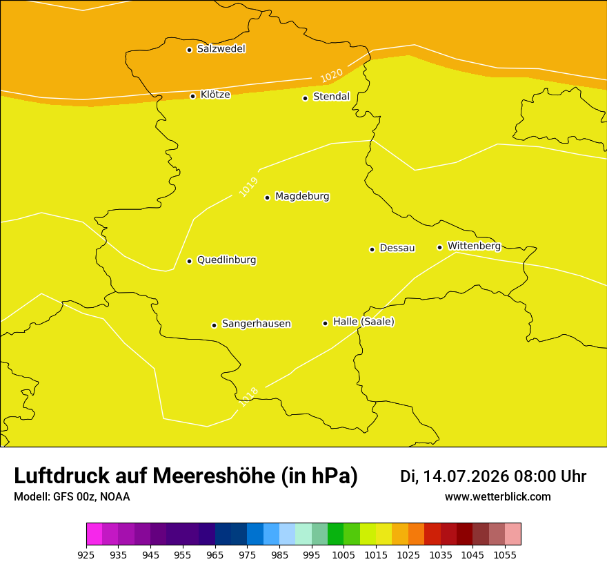 Modellkarte GFS – pmsl – st