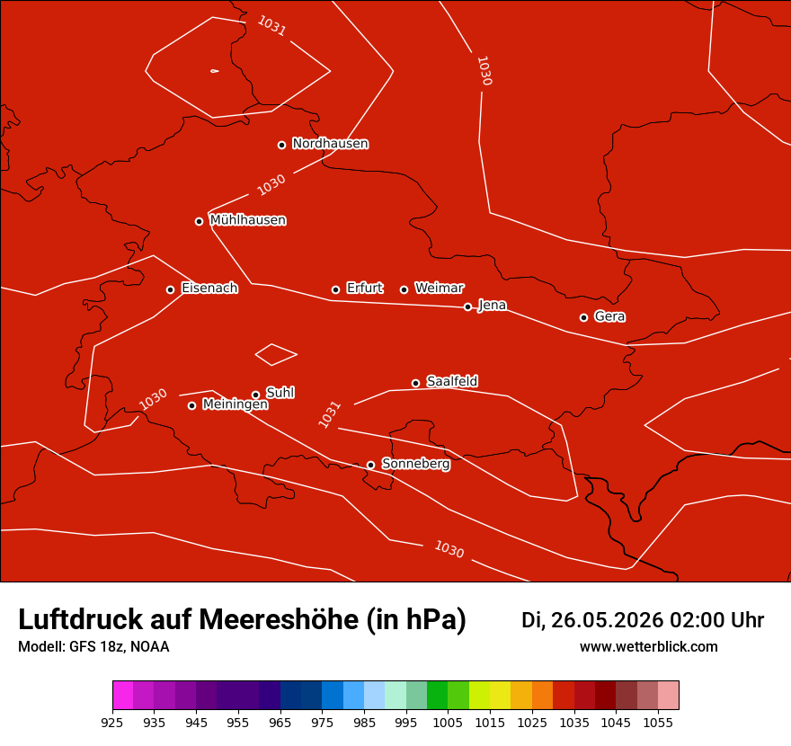 Modellkarte GFS – pmsl – th