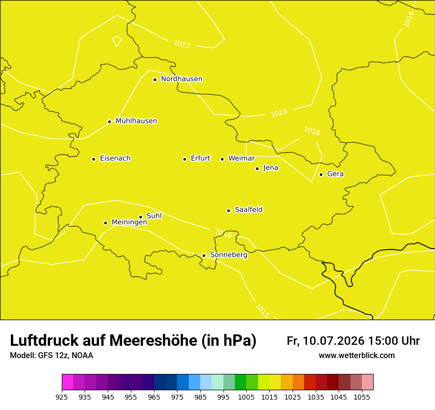 Modellkarte GFS – pmsl – th